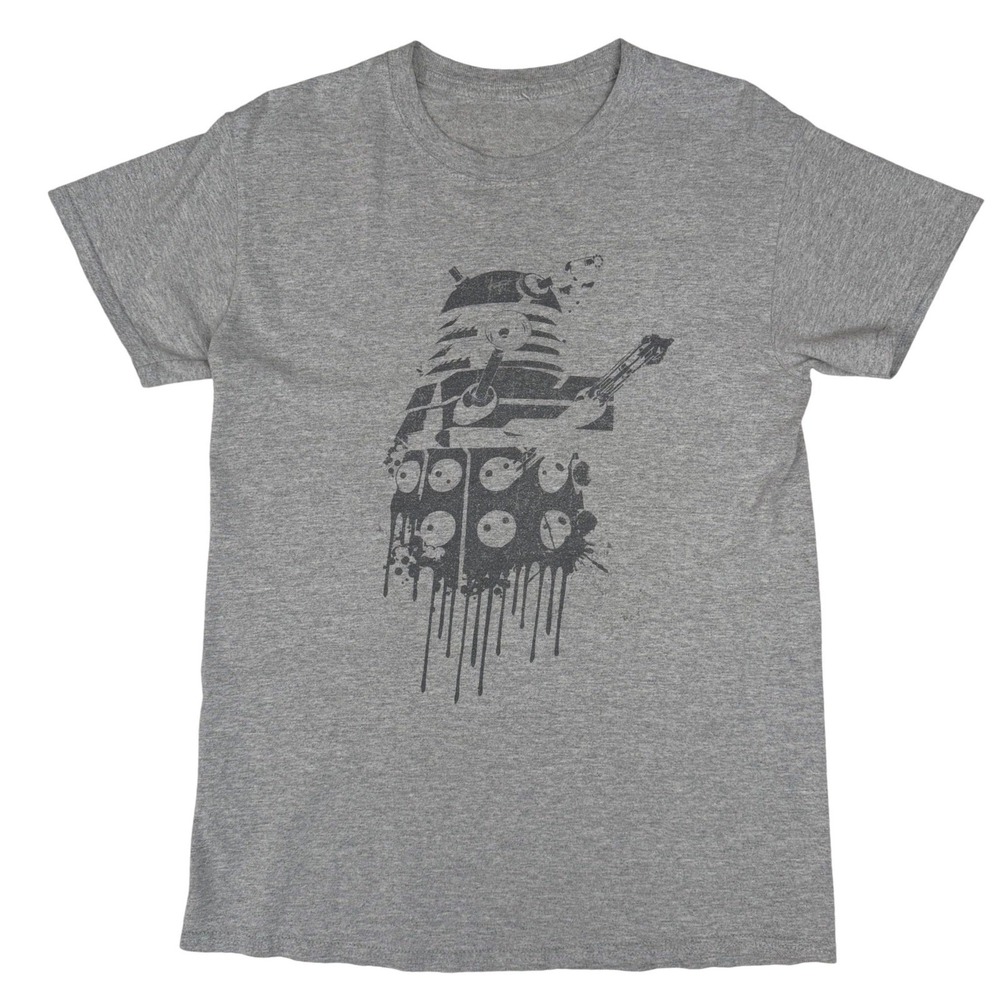 Doctor Who T-Shirt Dalek Drip Graphic‎ Gray Geekcore Sci-Fi BBC Tee Small